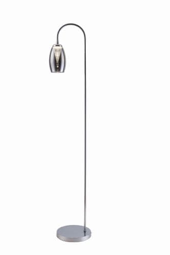 Domo LED Floor Lamp in Polished Chrome, Smoked Glass