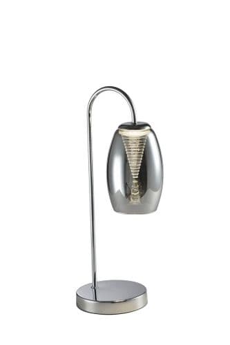 Domo LED Table Lamp, Smoked in Polished Chrome, Smoked Glass