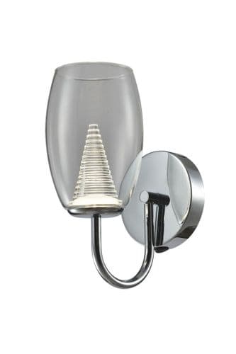 Domo Single LED Wall Light, Clear in Polished Chrome, Clear Glass