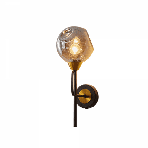 Eallas Single Wall Light in Matt Black, Antique Gold, Smoked Glass