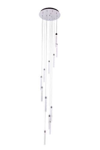 Grozen 12 Light LED Multi Drop Pendant, 4000K in Polished Chrome, Bubble Glass
