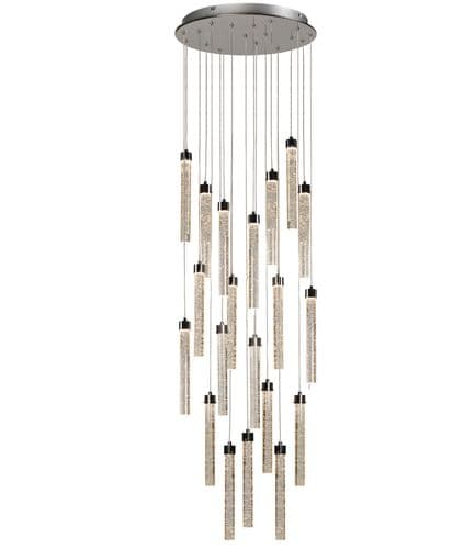Grozen 20 Light LED Multi Drop Pendant, 3000K in Polished Chrome, Bubble Glass