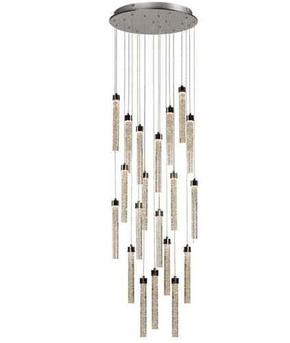 Grozen 20 Light LED Multi Drop Pendant, 4000K in Polished Chrome, Bubble Glass