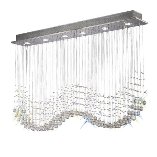 Brenden Rectangular Pendant Line 6 Light GU10 Polished Chrome/Crystal