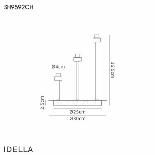 Brentwood Polished Chrome 3 Light G9 Round Table Lamp, Suitable For A Vast Selection Of Glass Shades