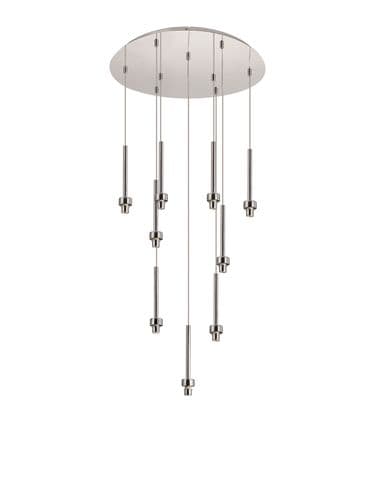 Brentwood Polished Chrome 9 Light G9 Universal 2.5m Round Multiple Pendant - Multiple Colour