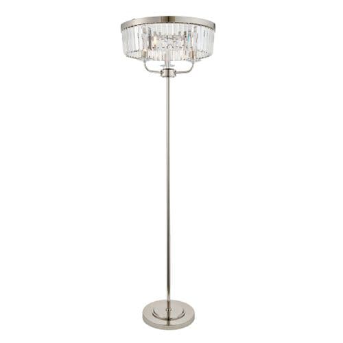 Bright nickel cut glass floor light