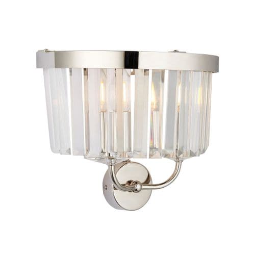 Bright nickel cut glass wall light
