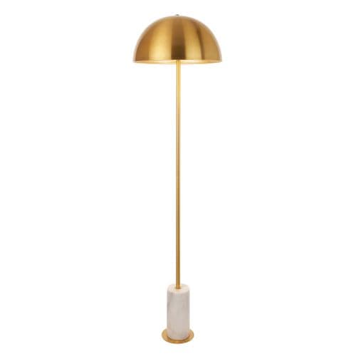 Brushed aged brass & white marble floor light FOE114208
