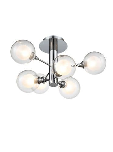 Bubble 6 Light Semi Flush Fitting Chrome With Glass and Inner Opal Glasses GSBFL2400-6
