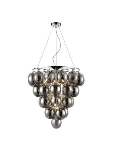 Bubbles 6 Light Hanging Pendant Chrome with Smoke Glasses GSBFL2458-6