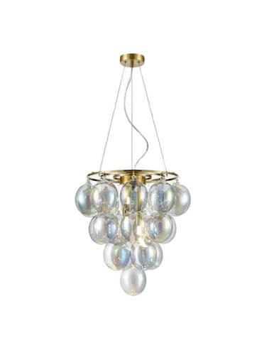 Bubbles Hanging Pendant 4 Light Gold with Iridescent Glasses GSBFL2459-4