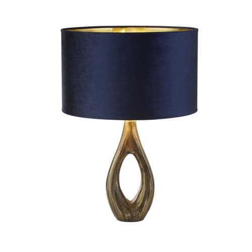 Bucklow Table Lamp TFB86531AZ- Antique Brass Metal & Navy Velvet Shade