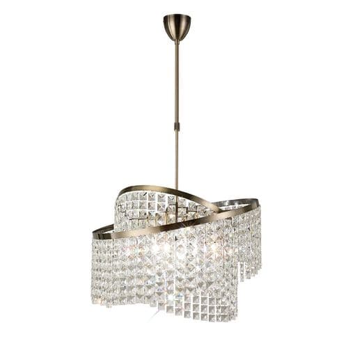Bud Telescopic Pendant 8 Light G9 With Adjustable Rings Antique Brass/Crystal