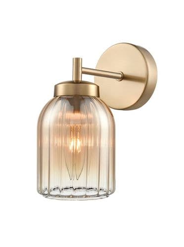 Caligo 1lt Wall Light In Aged Brass smoked ombre effect GSBFL2510-1
