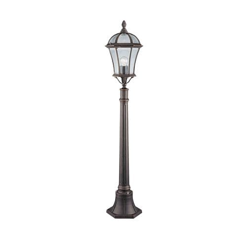 Capri - 1Lt Outdoor Post (Height 95Cm), Rustic Brown, Clear Glass