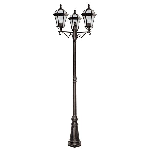 Capri - 3Lt Outdoor Post (Height 235Cm), Rustic Brown, Clear Glass