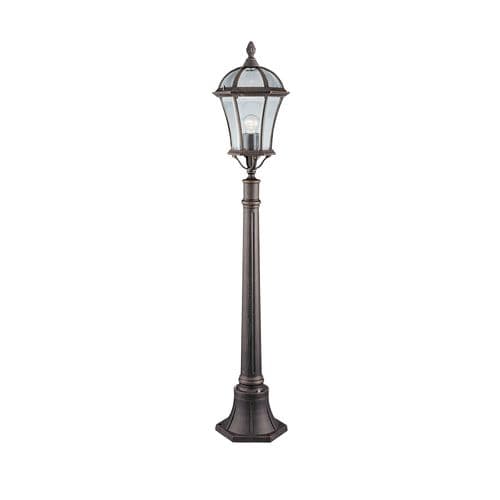 Capri Outdoor Post - Aluminium, Rustic Brown & Glass, IP23