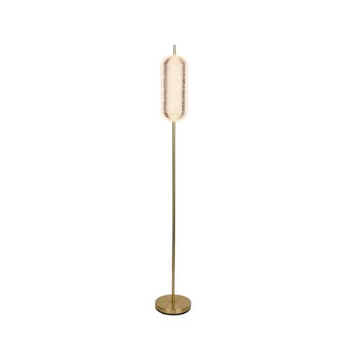 Capsule LED Floor Lamp, Satin Brass Metal and Acrylic Shade