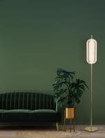 Capsule LED Floor Lamp, Satin Brass Metal and Acrylic Shade