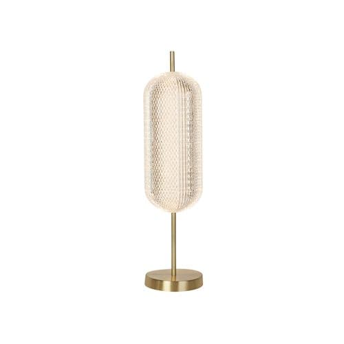Capsule LED Table Lamp, Satin Brass Metal and Acrylic Shade