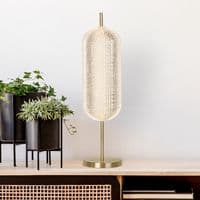 Capsule LED Table Lamp, Satin Brass Metal and Acrylic Shade