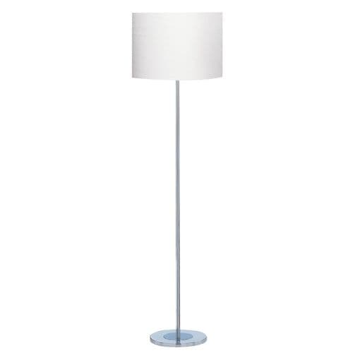 Carter Floor Lamp - Chrome Round Base Ivory Drum Shade