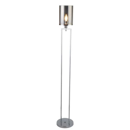 Catalina Floor Lamp - Chrome Metal & Smoked Glass