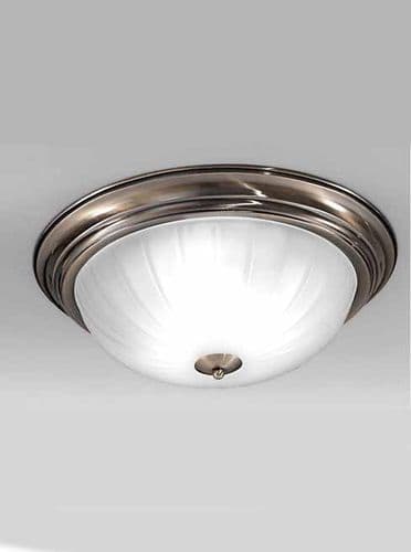 Bathroom IP44 Flush 2 Light Fitting 39cm Bronze finish with Acid Ribbed Glass GSBCF5644