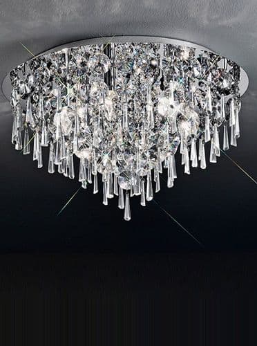 Kazzy 60cm Chrome Finish Ceiling Plate with Crystal Drops GSBCF5718