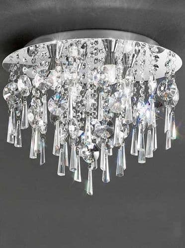 Kazzy Bathroom 40cm Chrome Finish Ceiling Plate with Crystal Drops GSBCF5719