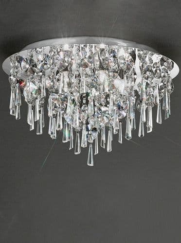 Kazzy 50cm Chrome Finish Ceiling Plate with Crystal Drops GSBCF5720