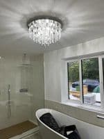 Kazzy Square 35cm Chrome Finish Ceiling Plate with Crystal Drops GSBCF5721