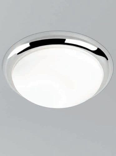 Flush Bathroom 3 Light Chrome Finish Matt White Glass 42cm IP44 GSBCF5741