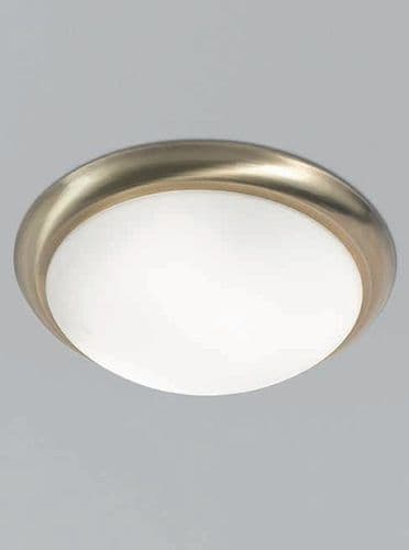 Flush Bathroom 3 Light Bronze Finish Matt White Glass 42cm IP44 GSBCF5743