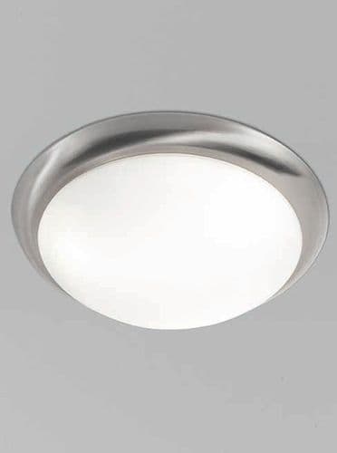 Bathroom IP44 Satin Nicke Finish l with Matt White Glass 33.5cm GSBCF5760