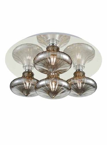 Bathroom IP44 30cm Clear Decroative Smoked Chrome Glass on a mirrored plate GSBCF5777/990