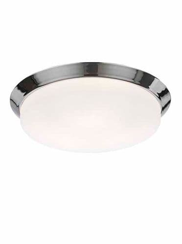 Flush Bathroom Light 39cm Chrome Base Matt white Glass GSBCF5781