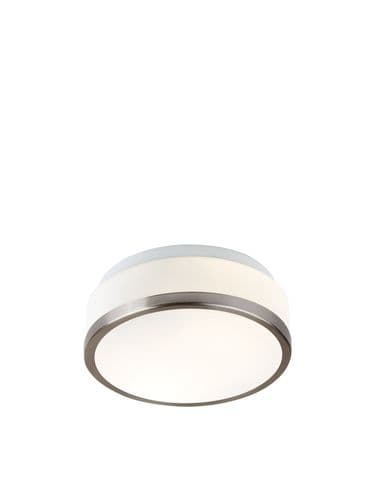Cheese 2Lt Flush - Satin Silver Metal & White Glass