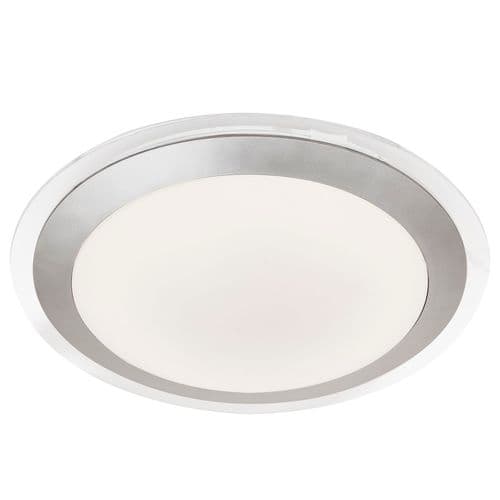 Chester Bathroom Flush Led Ip44 , Clear & Silver, White Shade
