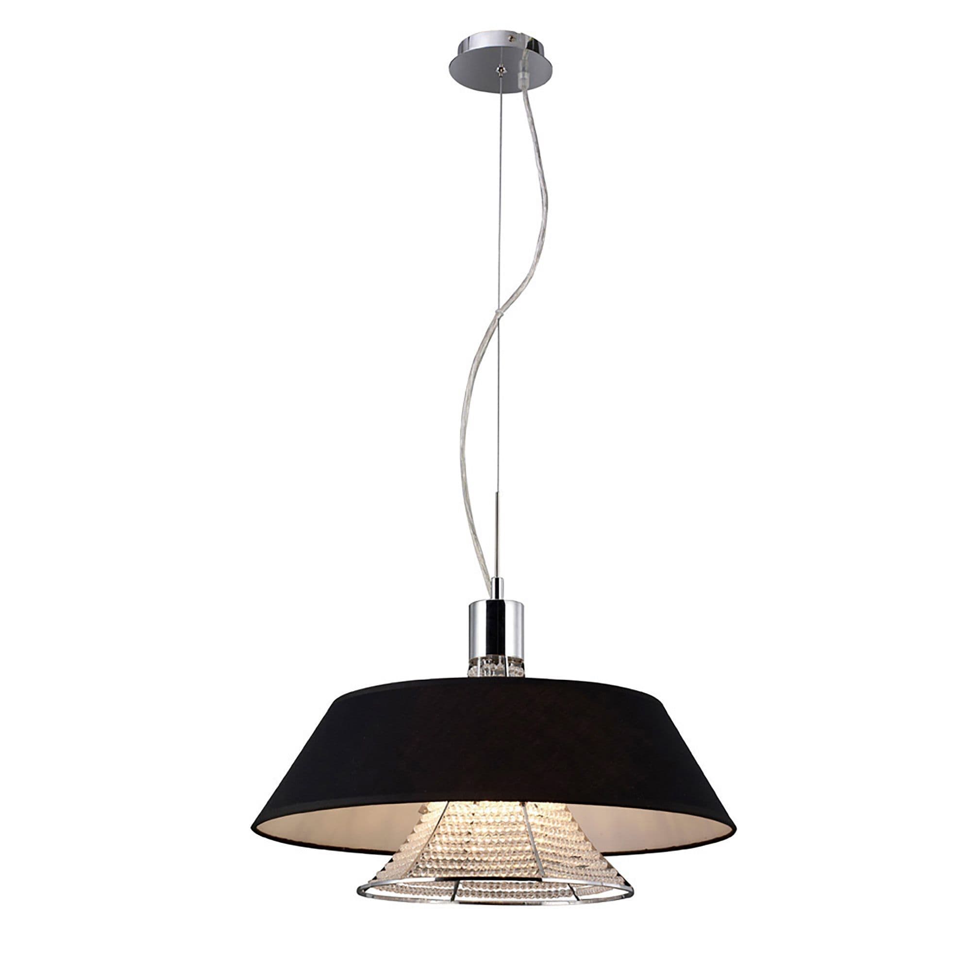 Chuck Pendant With Black Shade 3 Light G9 Polished Chrome/Crystal