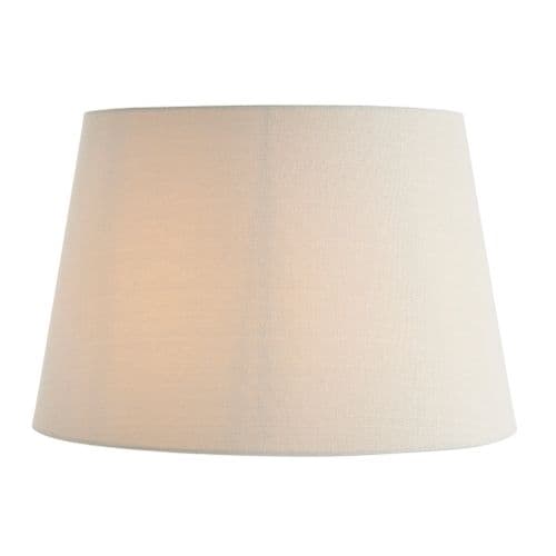 Cici 16 inch tapered shade in ivory linen effect fabric.