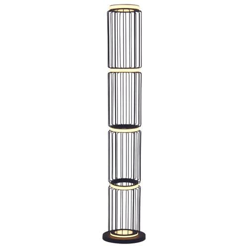 Circolo Cage Floor Lamp - Black Metal & White Silicon