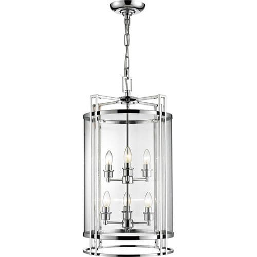 Clive Pendant 6 Light E14 Polished Chrome/Glass