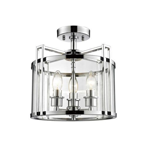 Clive Semi Ceiling 3 Light E14 Polished Chrome/Glass