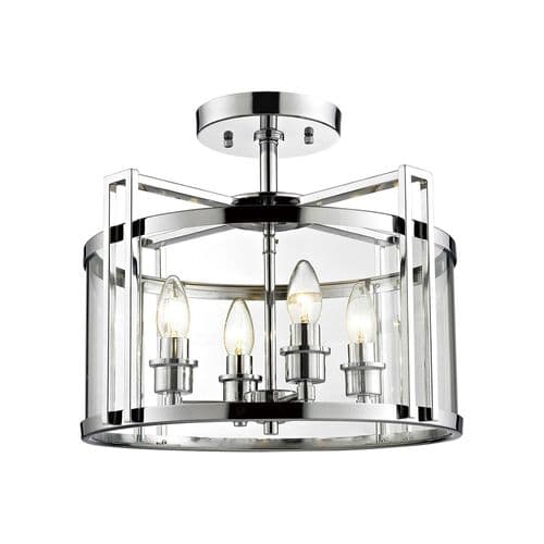 Clive Semi Ceiling 4 Light E14 Polished Chrome/Glass