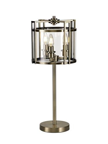 Clive Table Lamp 3 Light E14 Antique Brass/Glass