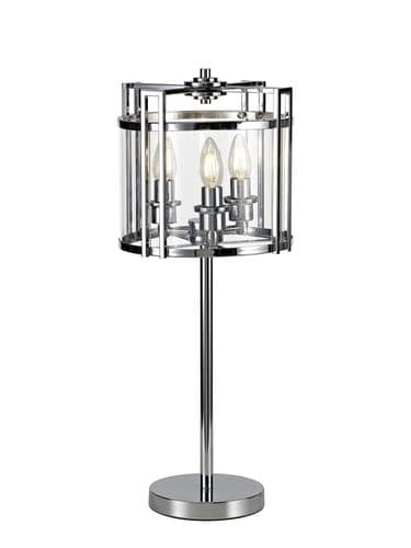 Clive Table Lamp 3 Light E14 Polished Chrome/Glass