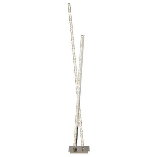 Clover 2Lt Led Column Floor Lamp, Clear Crystal Trim, Chrome