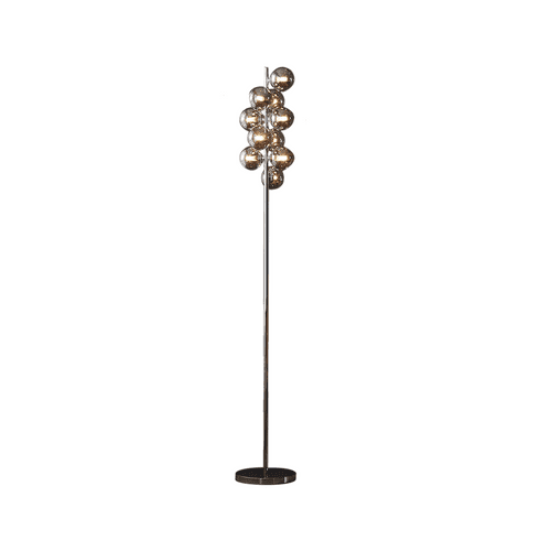 Colla 10 Light Floor Lamp in Chrome with Smoked Glass